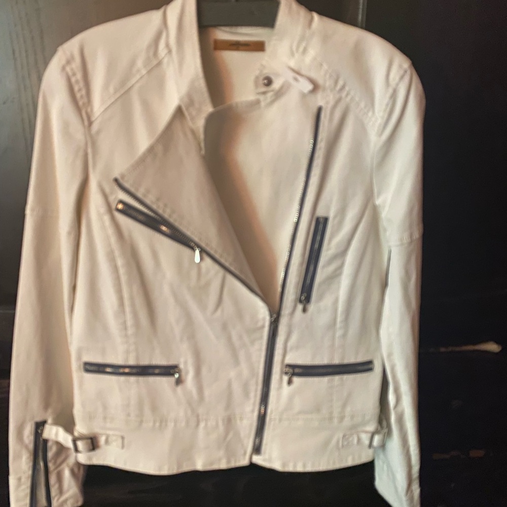 7 for all mankind white motorcycle jacket size small